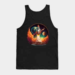 Space Rocket cartoon style Tank Top